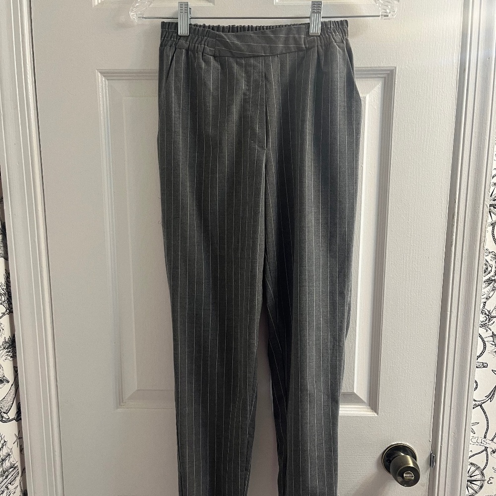 Pin strip gray pants